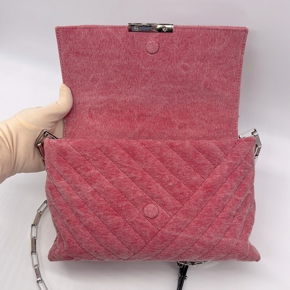 Isabel Marant NWT Merine Quilted Denim Shoulder  Crossbody Bag Pink - Picture 10 of 16